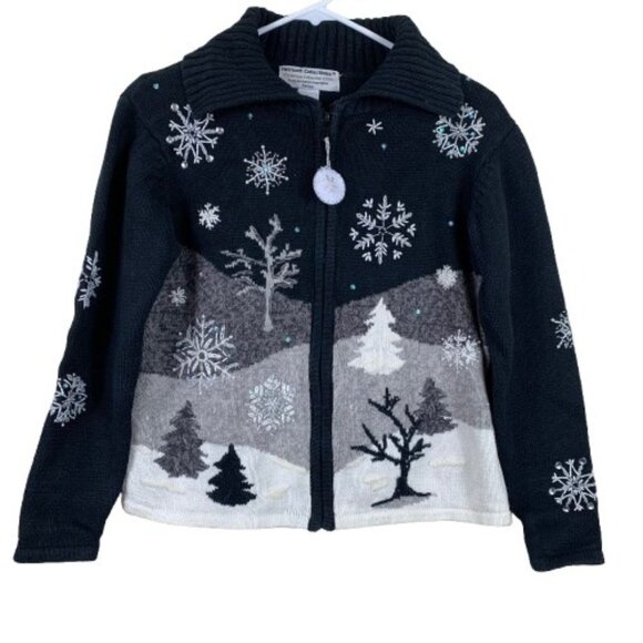 VTG Y2K  2004 Heirloom Collectibles Christmas Sweater Knit Snowflake M Retro - Picture 1 of 6